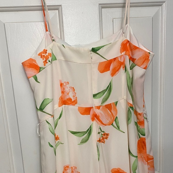 White House Black Market Orange Floral Jumpsuit Size 14 - Picture 11 of 13